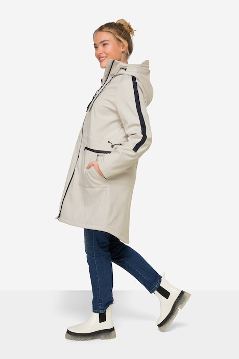 Softshell-Mantel, Kapuze, 2-Wege-Zipper, Zipptaschen