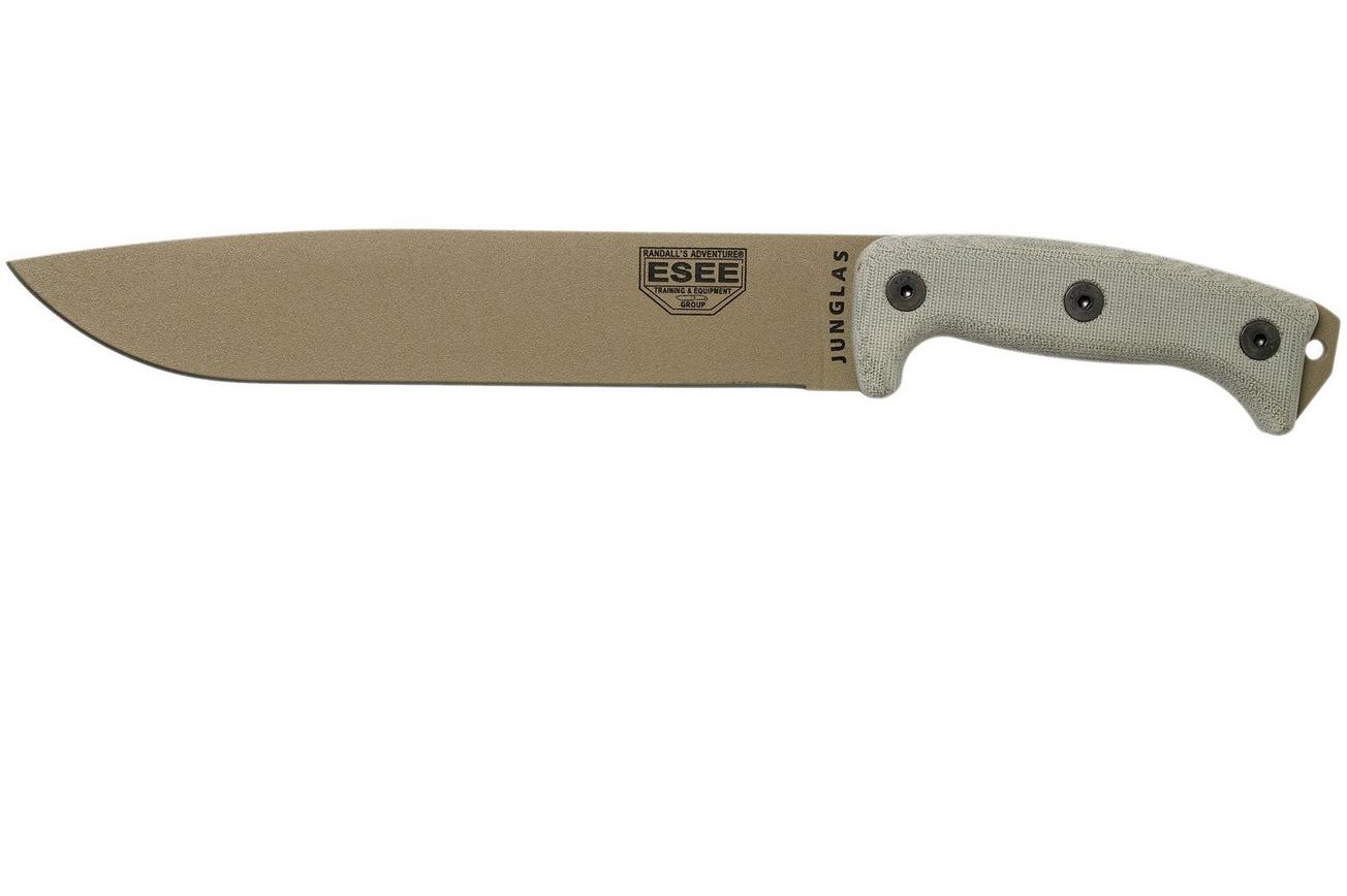 ESEE Junglas Dark Earth, JUNGLAS-DE survivalmes kydex schede   MOLLE-back