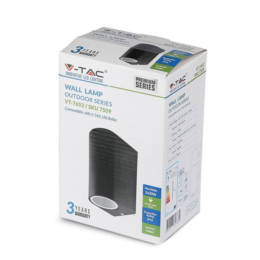 V-TAC VT-7652RD - GU10 Buitenverlichting - Omhoog - Omlaag - Armaturen - Zwart - IP44