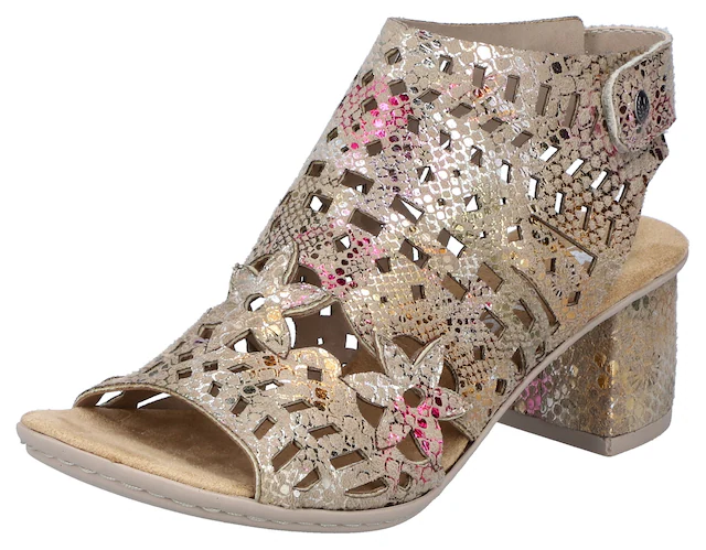 Rieker Sandalette  Sommerschuh, Sandale, Blockabsatz, mit modischer Schaftgestaltung