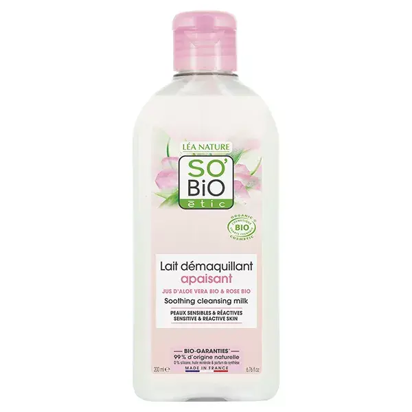 So'Bio Étic Hydra Aloe Vera Lait Démaquillant Apaisant Bio 200ml