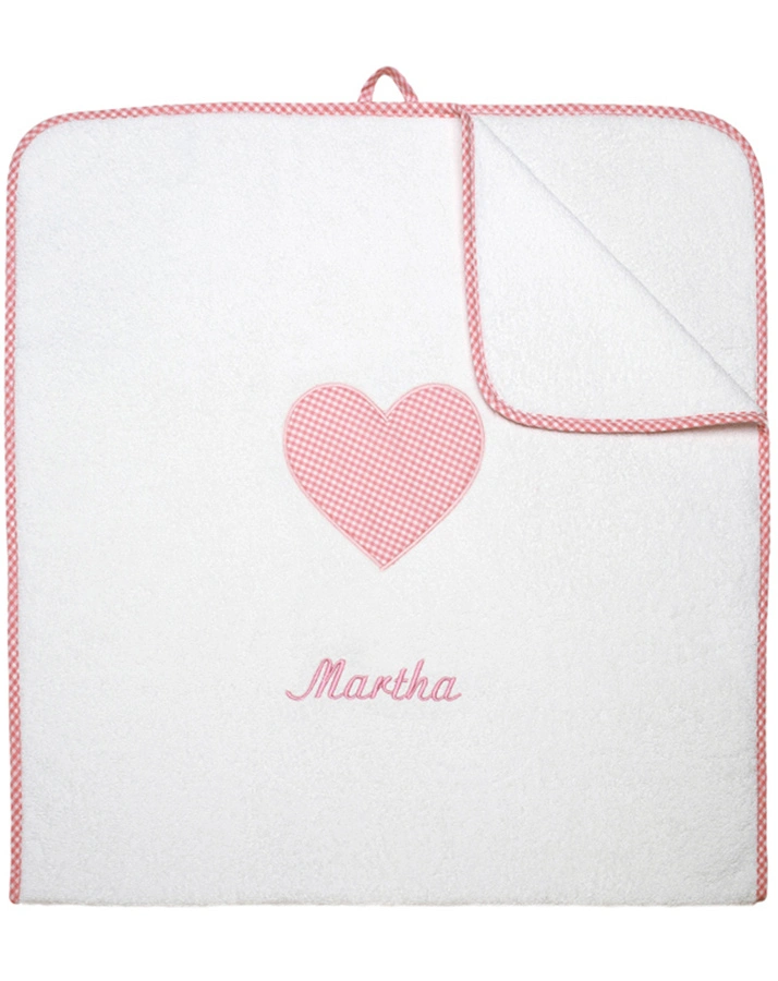Personalisiertes XL-Badehandtuch HERZ rosa (Stickfarbe: pink)