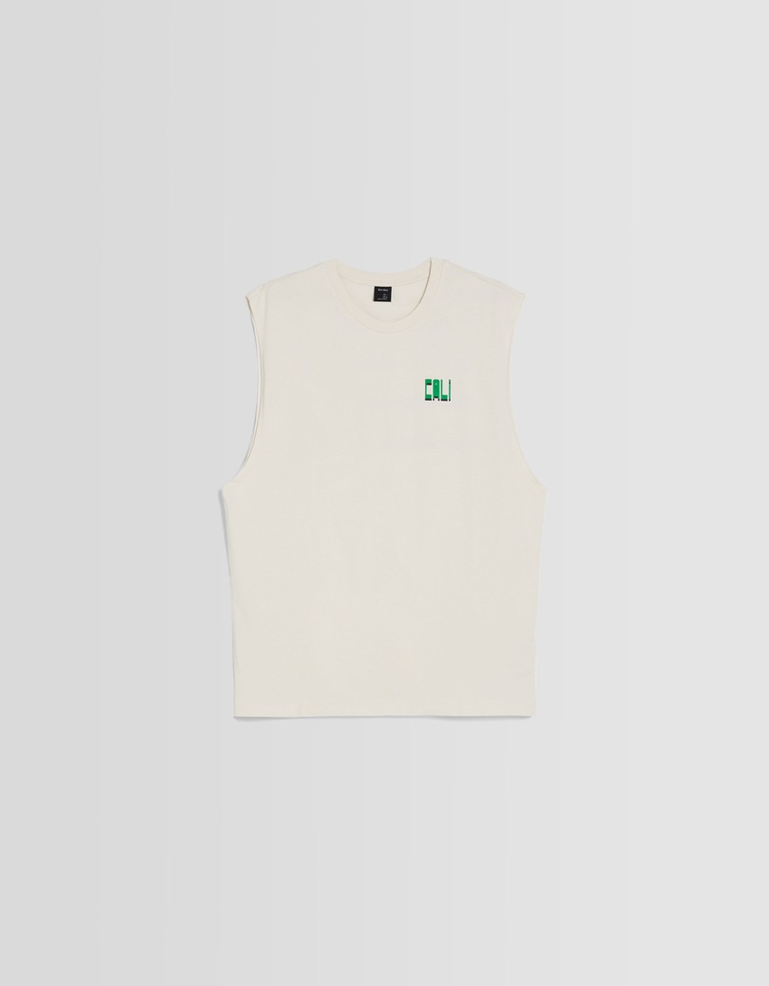 Blusa sem mangas com estampa operária