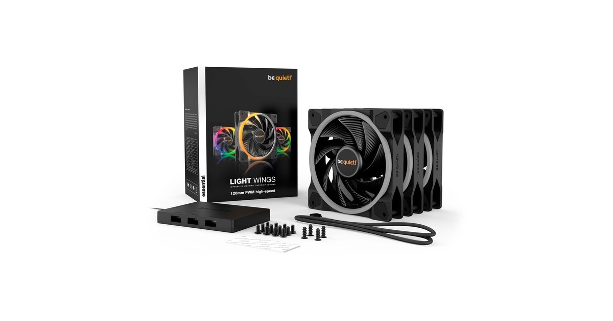be quiet!Light Wings PWM high-speed RGB case fans  (Zwart, 3 stuks, 120 x 120 x 25 mm)