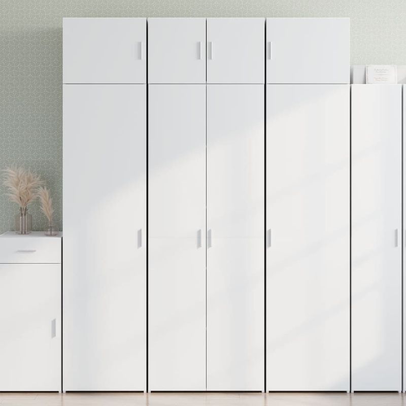 vidaXL - Opbergkast - Wit - Bewerkt Hout - Hoogte 225 cm