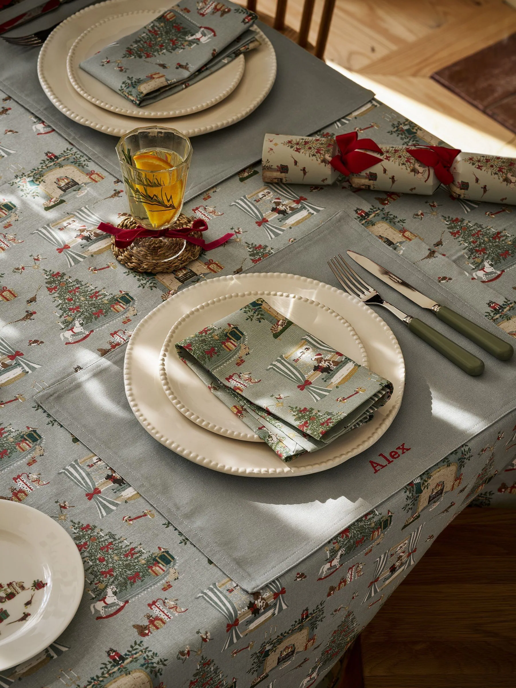 Sophie Allport Set van 4 gezellige Kerstmis servetten
