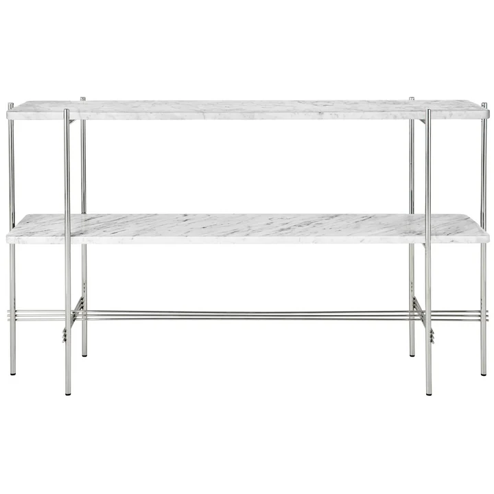 Gubi - TS Konsolentisch mit Tablett, poliert / Marmor weiss