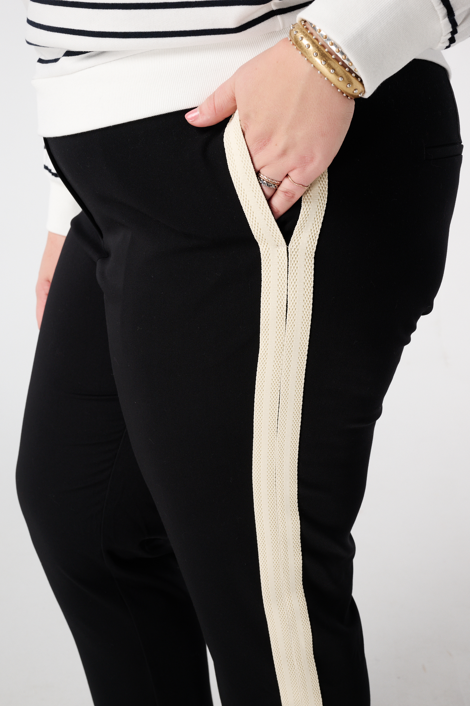 Tapered fit broek met contraststreep Zwart