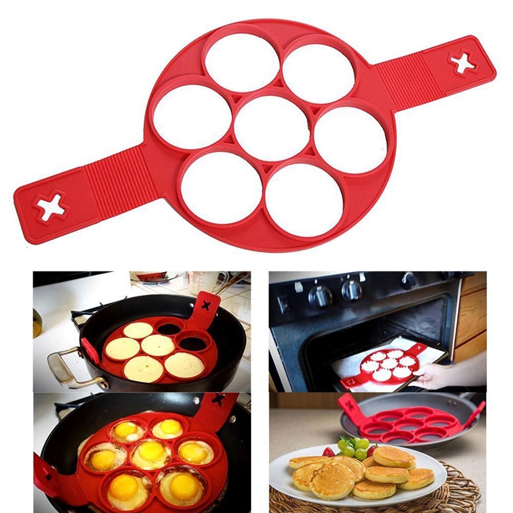 (7-fach) Silikon Pancake Maker Pfannkuchen Backform mit Anti-Haft Beschichtung  - Rund