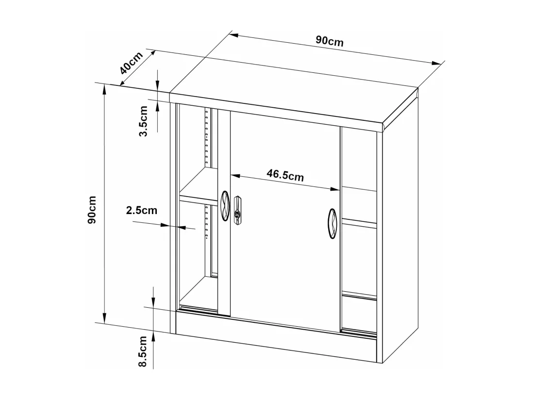 Casier de bureau armoire grise 90 x 40 x 90 cm 03_0008814
