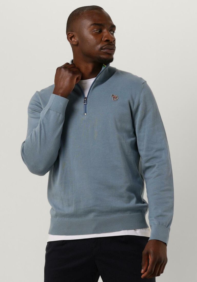PS PAUL SMITH lichtblauwe ps paul smith trui mens sweater half zip zeb bad