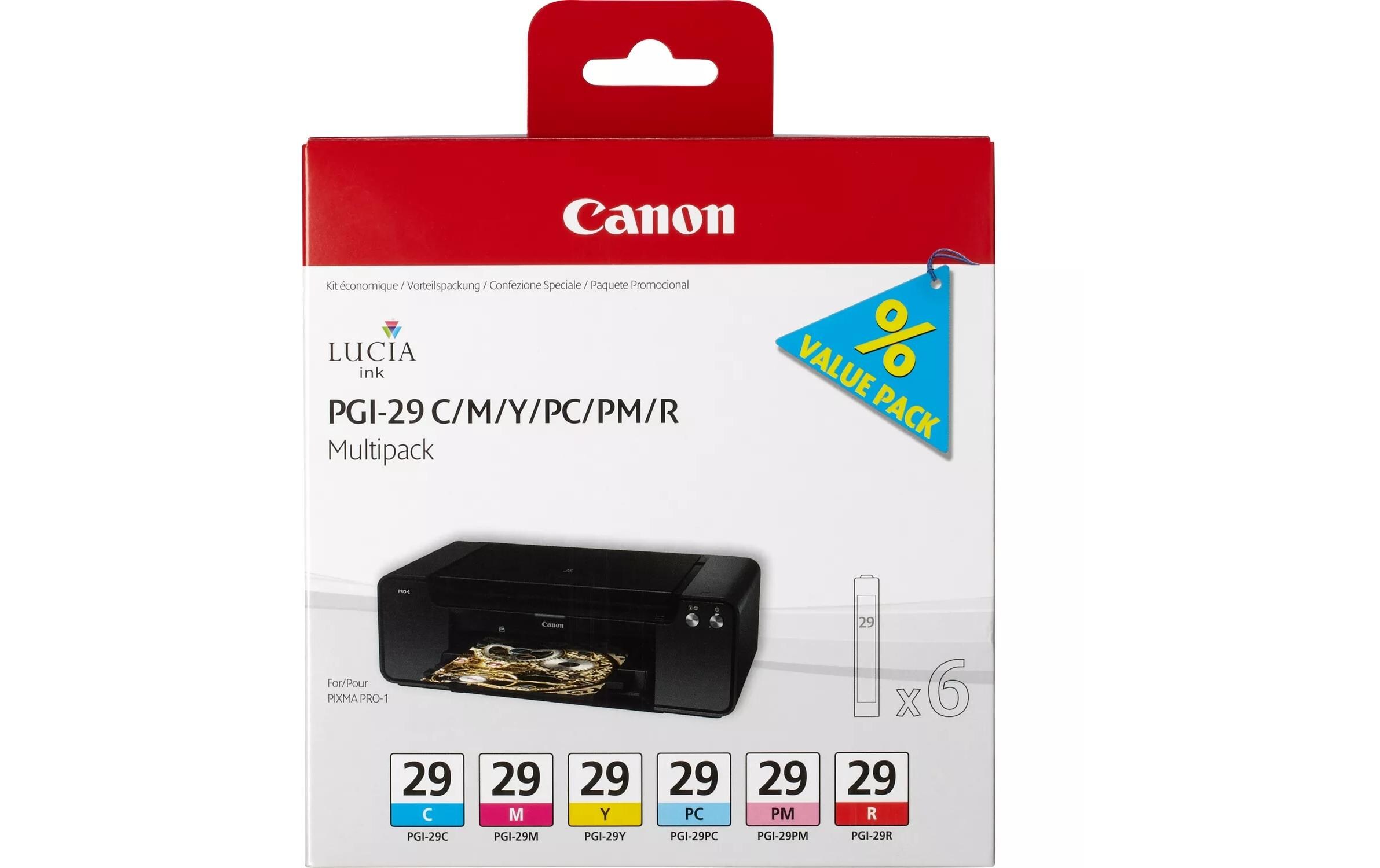PGI-29 Multipack CMY, PC, PM, R<br>Multipack Tinte für den PIXMA Pro-1