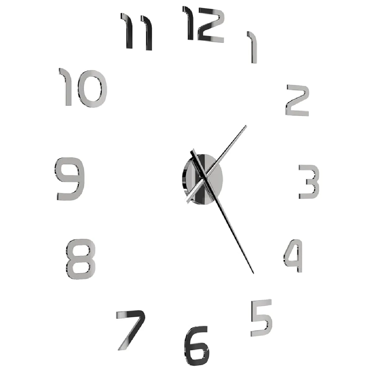 Decoshop26 Horloge 3D XXL Argenté