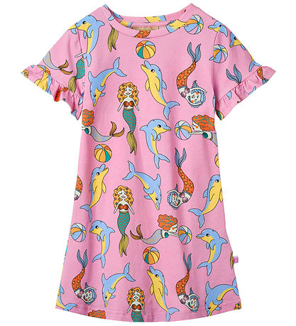 Småfolk Kleid - Pink Lavender m. Meerjungfrauen und Delfine