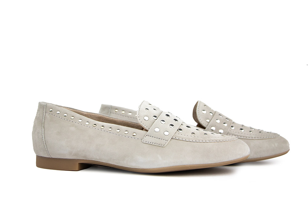 Paul Green Loafer Studs Stone Samtziege