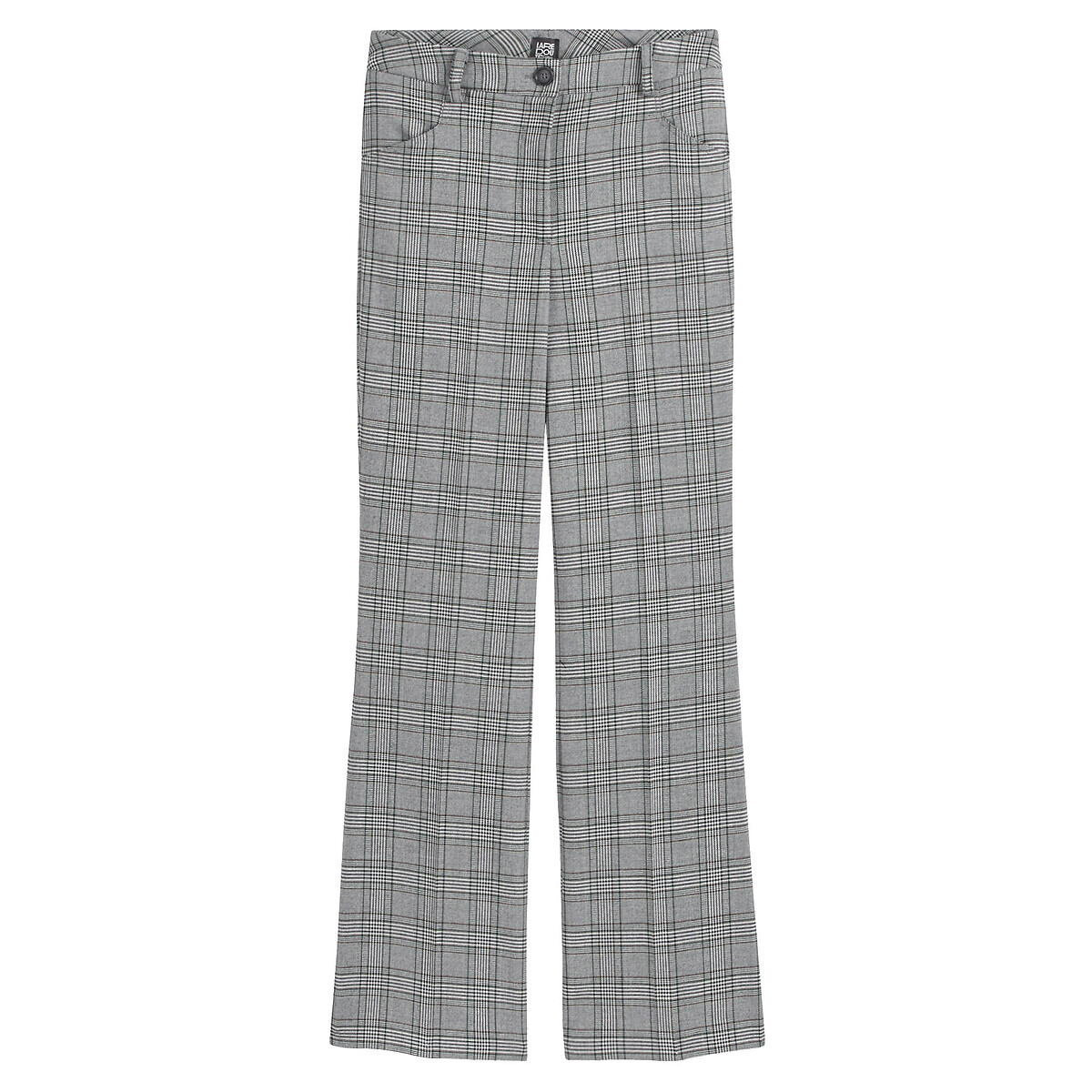 COLEÇÕES LA REDOUTE<br>Calças flare com estampa Príncipe de Gales