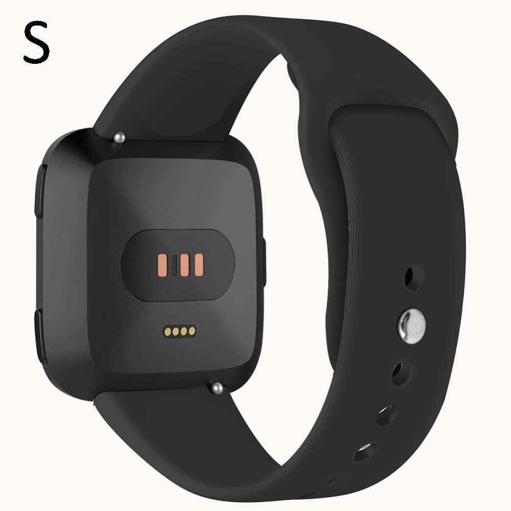 (Gr. S) Fitbit Versa / Versa 2 / Versa Lite Silikon Sport Armband (Gelenkumfang 157-199mm) - Schwarz