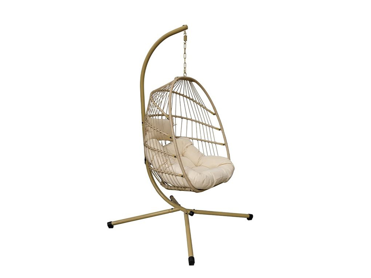 Buitenkado hangstoel met beige kussens - Beige