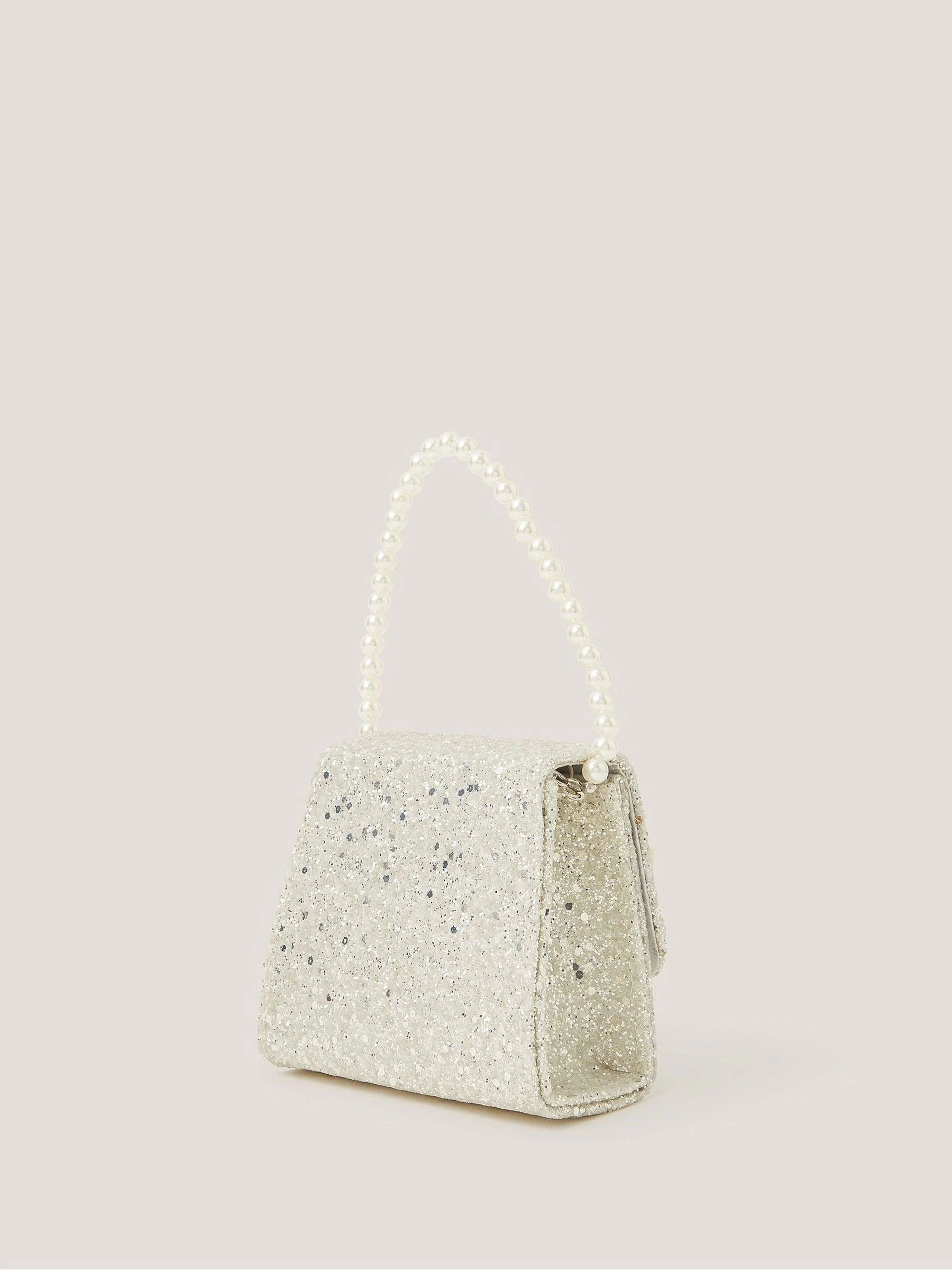 Monsoon Glitter Pearl Bow Handbag & Hair Clips Set