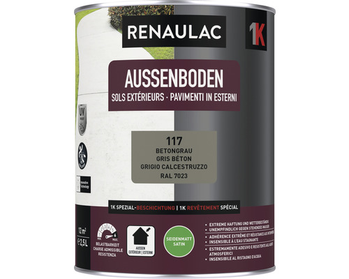 RENAULAC Buitenvloerverf, zijdeglans betongrijs, 2,5 l