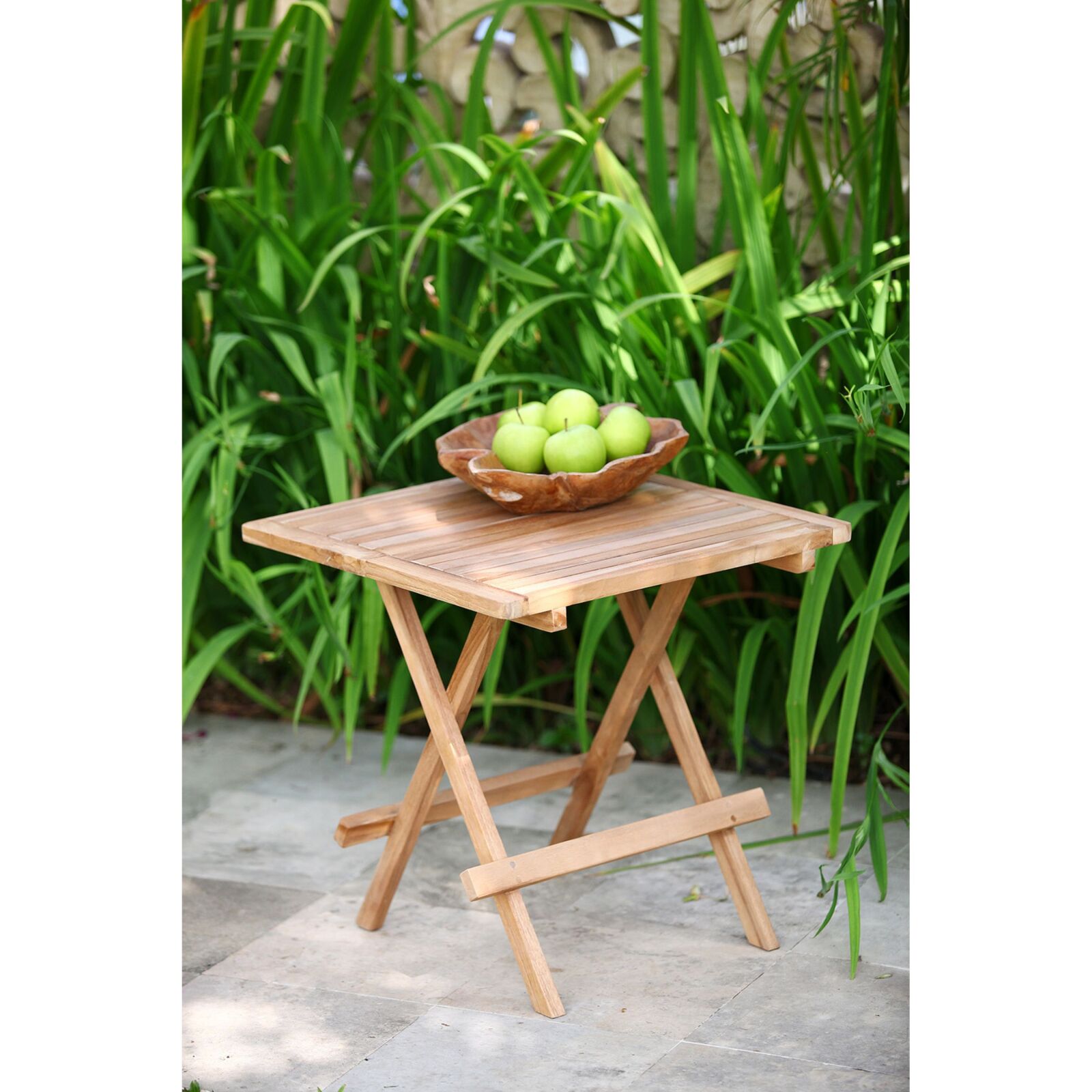 Beistelltisch SIMUK - Teak natur - 50x50 cm - klappbar