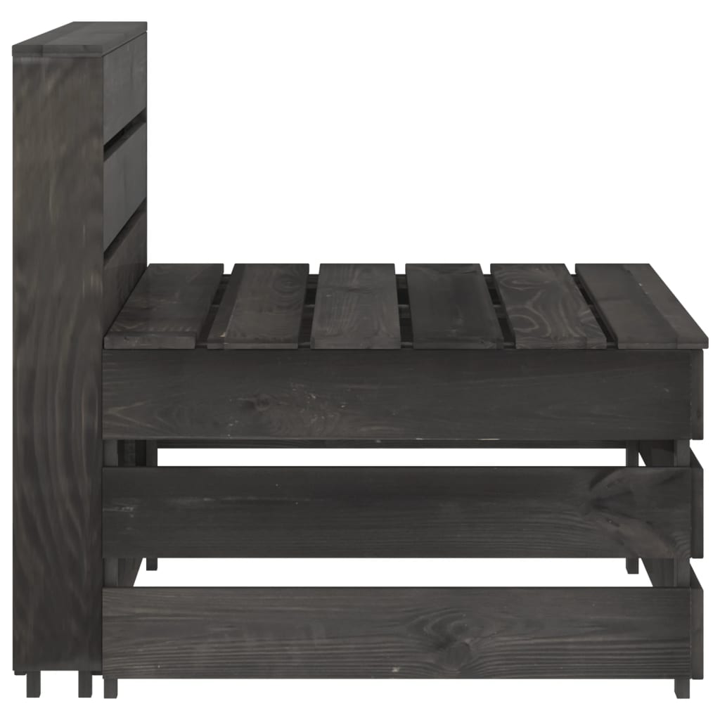 Salon de jardin meuble d'extérieur ensemble de mobilier 10 pièces bois de pin imprégné de gris