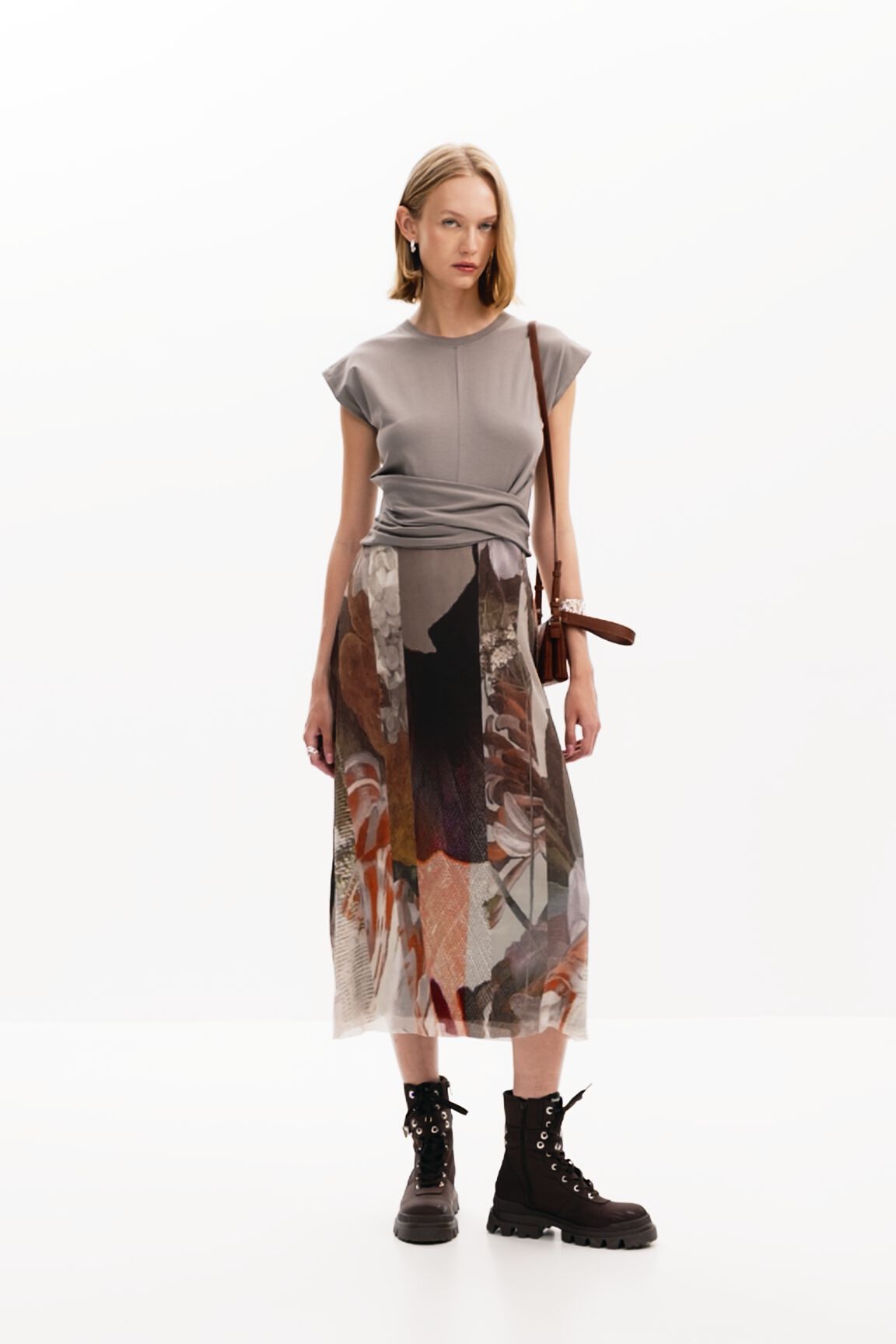 Vestido midi híbrido flores