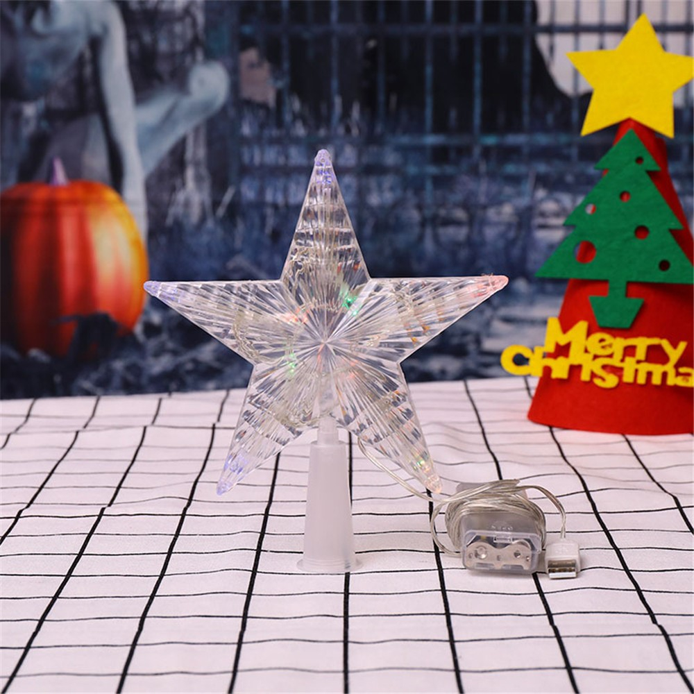 (15x15cm) LED Christmas Deko Stern Weihnachsbaumspitze (USB / Batterie) - Bunt