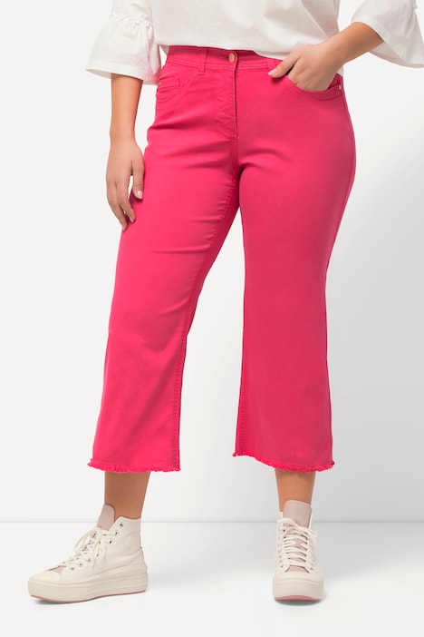 Jeans Mary, weites Bein, Fransensaum, Stretch