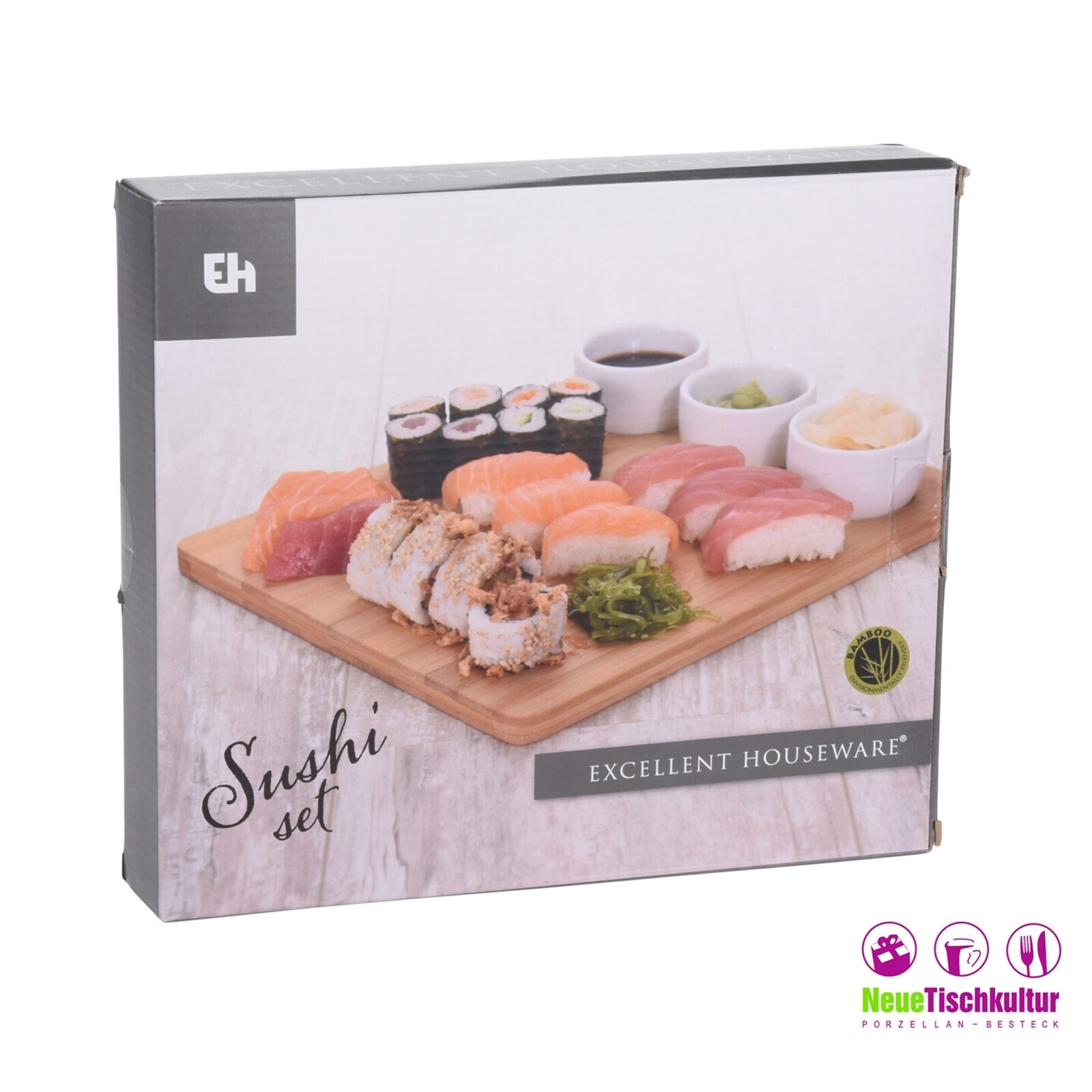 neuetischkultur Sushi Set Brett mit Schälchen Bambus/Porzellan