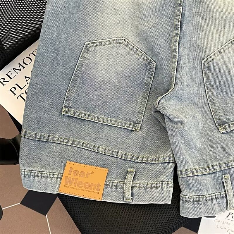 Ateso - Mid Rise Applique Washed Denim Shorts