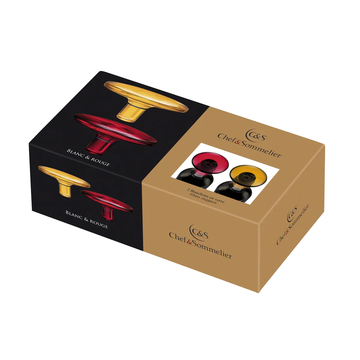 Blanc & Rouge - Bouchons en verre blanc & rouge Chef et sommelier