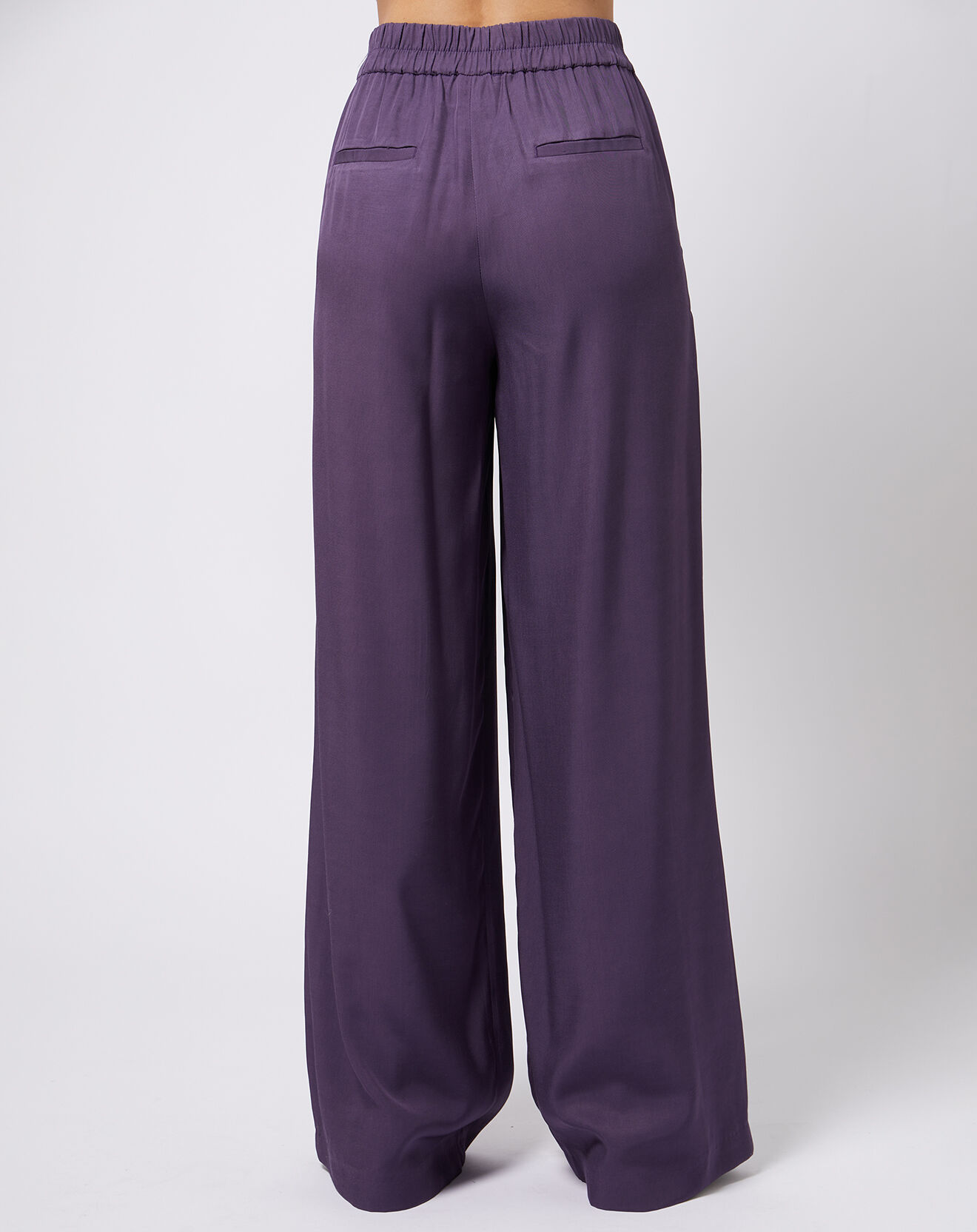 Esprit Pantalon ample et fluide taille élastique violet foncé
