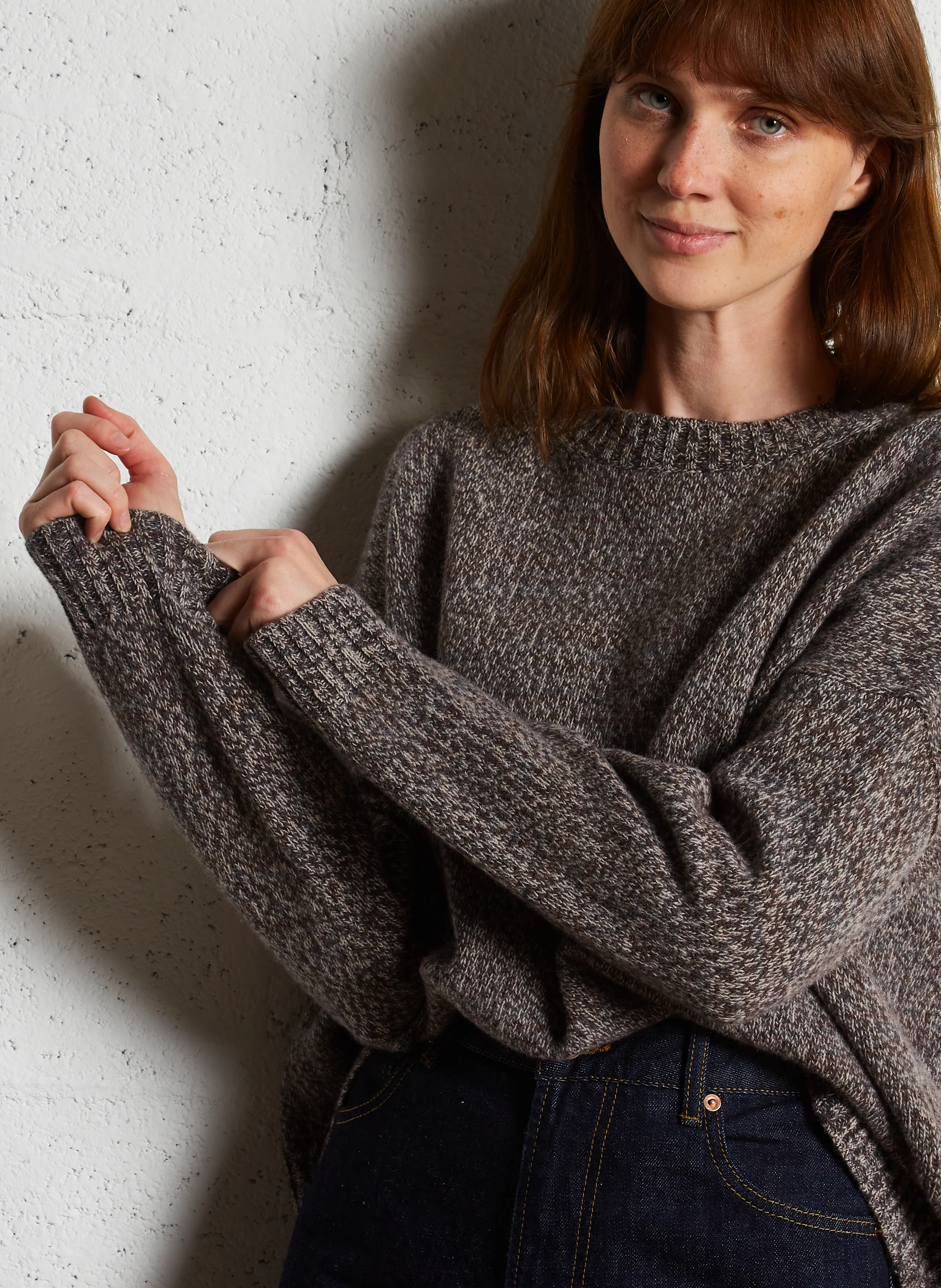 MOXA - Pull oversize col rond en laine | Marron