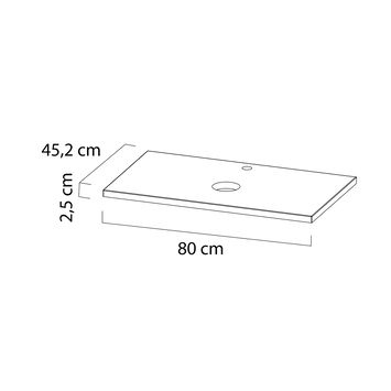 Tiger Maryport Badkamermeubelset 80 cm Mat wit met licht eiken wasblad, keramische opzetkom en matzwarte grepen
