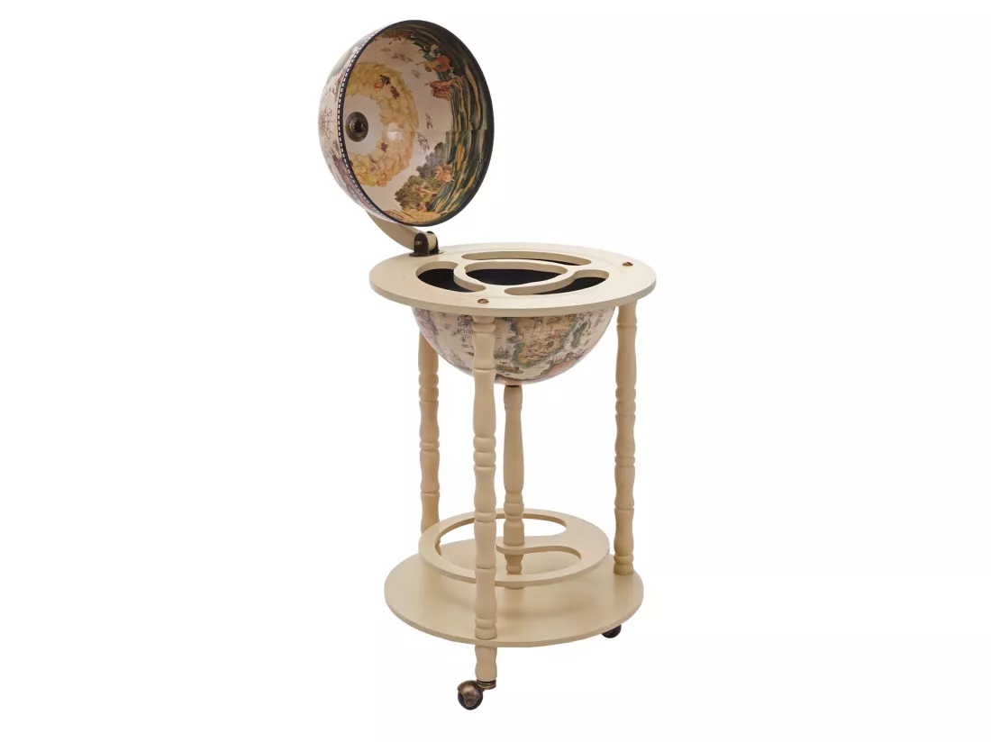 Bar de salon Globe MCW-D83 roulant, blanc