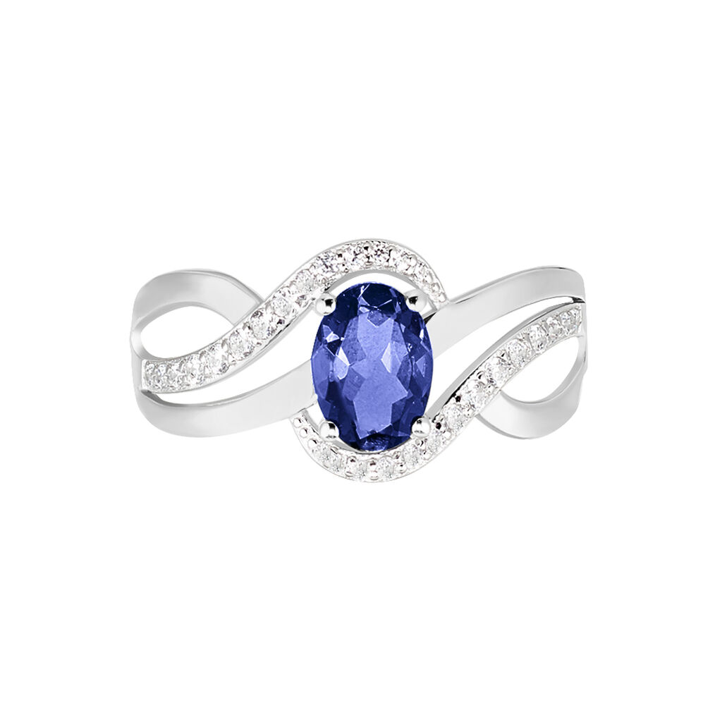 Bague Josyne Or Blanc Iolite Et Oxyde De Zirconium