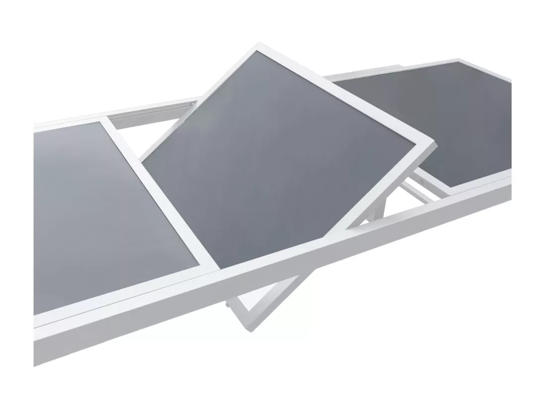 Salon de jardin FIRENZE extensible en textilène gris 8 places - aluminium blanc - HAPPY GARDEN