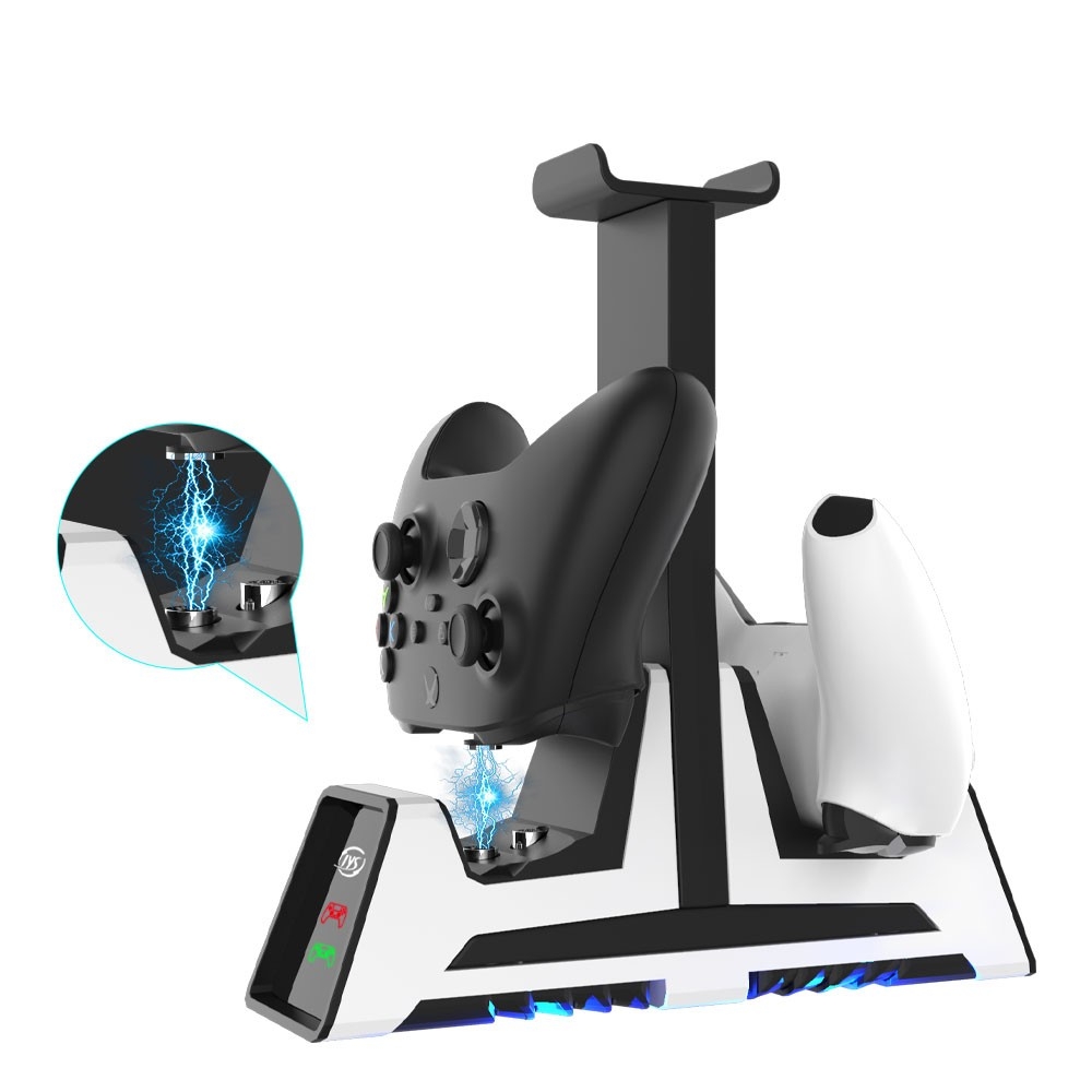 Sony PlayStation PS5 / PS4 / XBox One / Series S / Elite / Series X Controller Dual Ladestation Docking Halter mit LED Ladeanzeige - Weiss