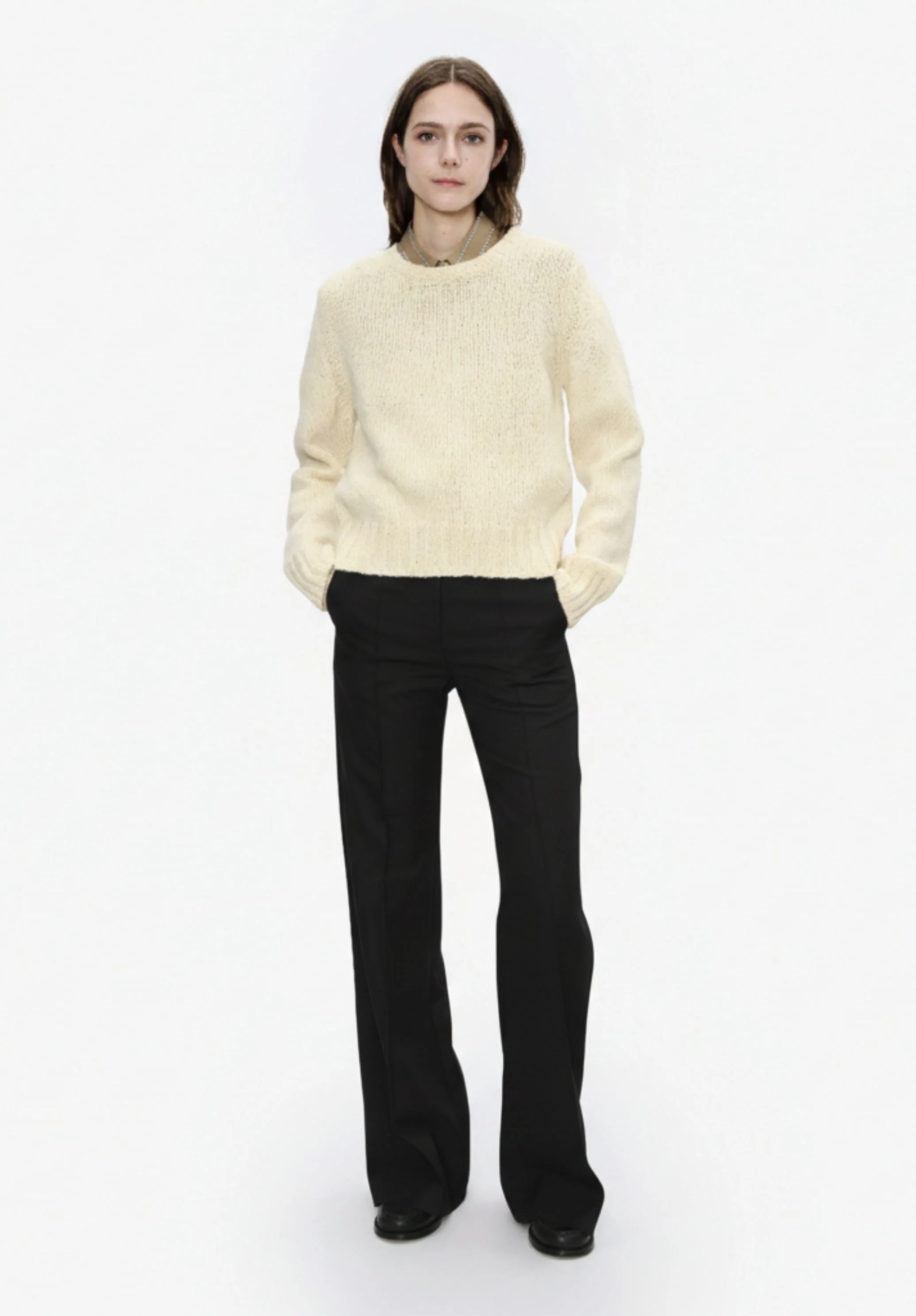 Pantalon droit à plis - Noir