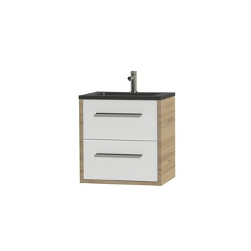 Tiger Boston badkamermeubel 60 cm chalet eiken met greep rvs en wastafel zwart