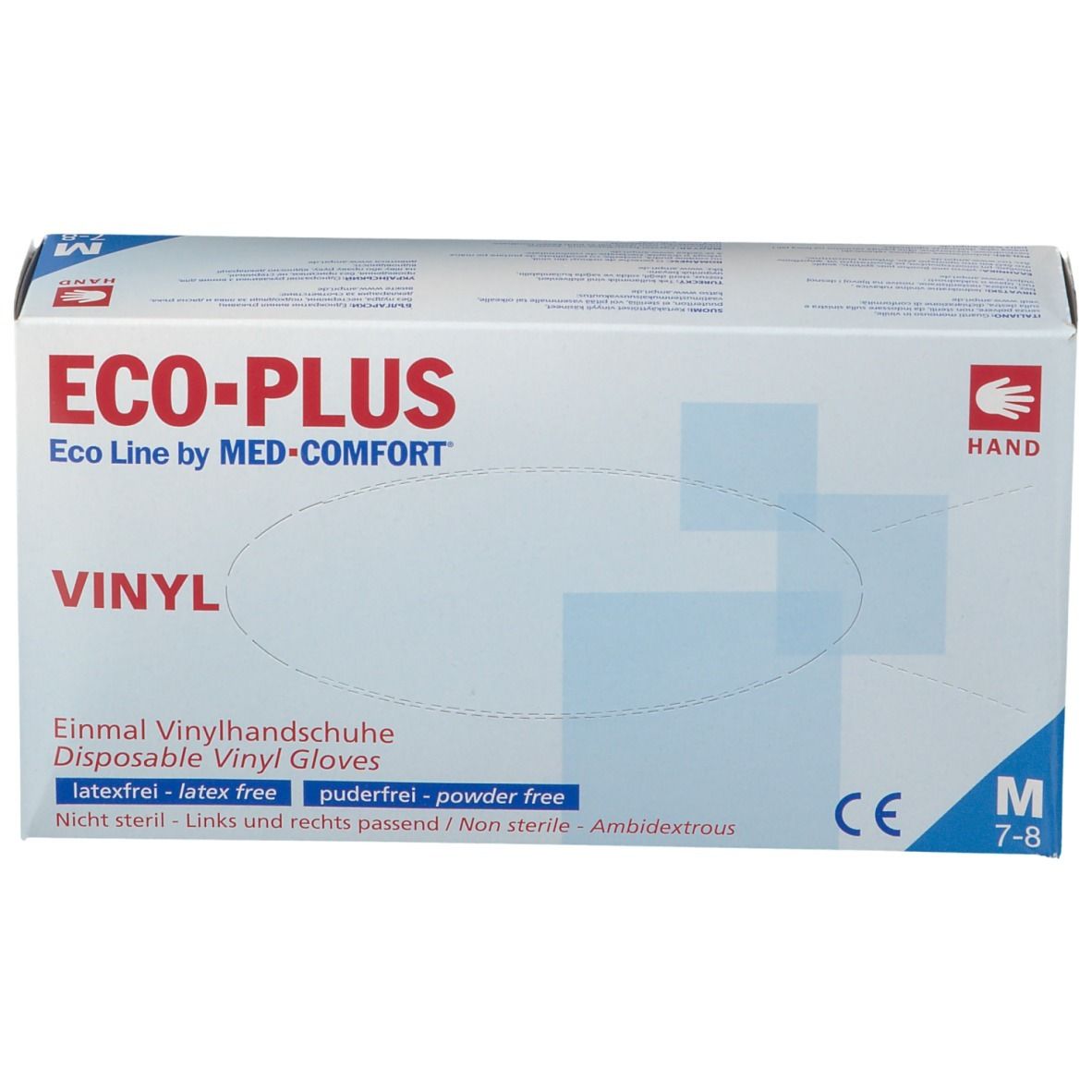 Eco-Plus Vinyl Handschuhe Gr. M unsteril puderfrei weiß