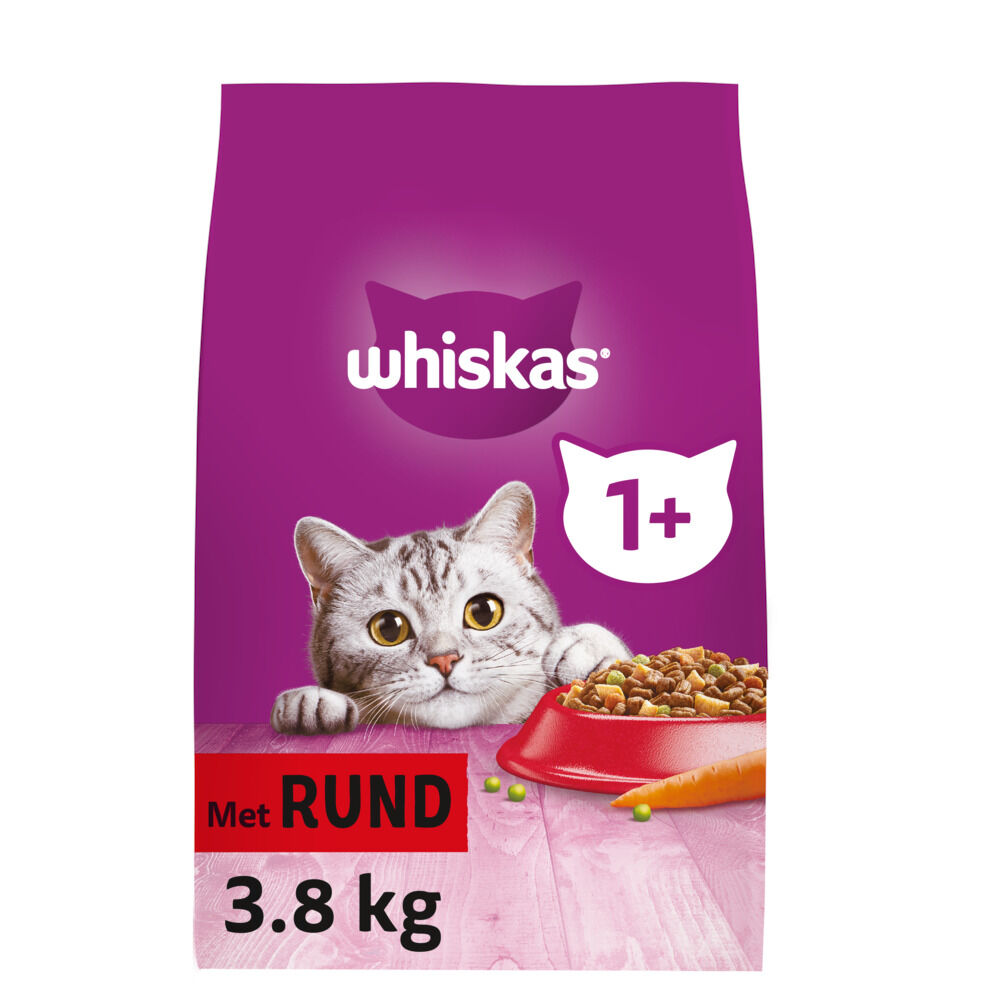 Whiskas 1  Adult Droge Brokjes - Kattenvoer - 3.8 Kilogram - rund
