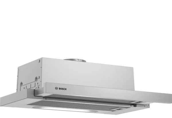Bosch Hood DFT63AC50 Series 4 Telescopic, Energy efficiency class D, Width 60 cm, 368 m³/h, Mechanical, Silver, LED