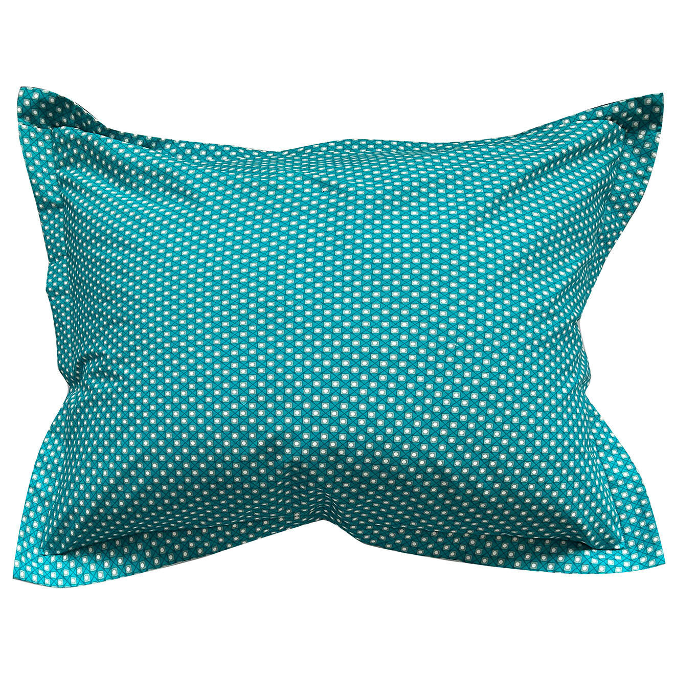 Perle de Coton Taie d'oreiller en Percale de Coton Kinston blanc/turquoise