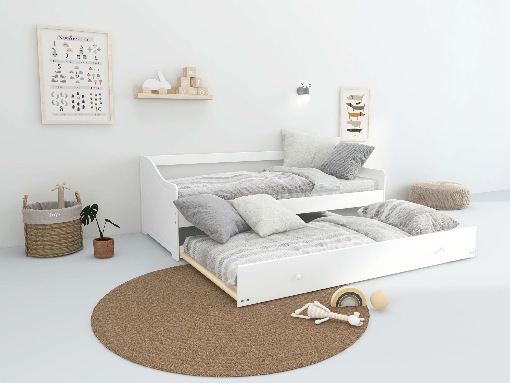 Home affaire Daybett »Arlo, inklusive 2 Matratzen + Lattenroste, Jugendbett, Gästebett,« Set, Daybett inklusive 2-ter Schafgelegenheit, 2 Lattenroste, 2 Matratzen, 5 Stk. tlg. 2 Schlafplätze, als Sofa nutzbar, Komplettbett
