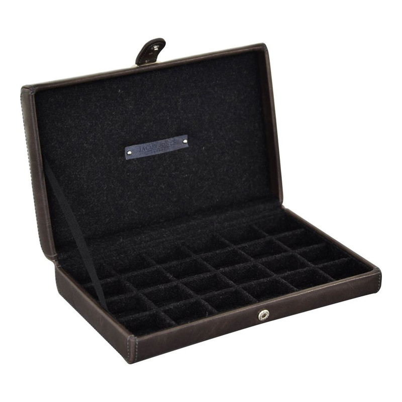 Ecrin de rangement 24 boutons de manchette, Jacob et Jones. Marron