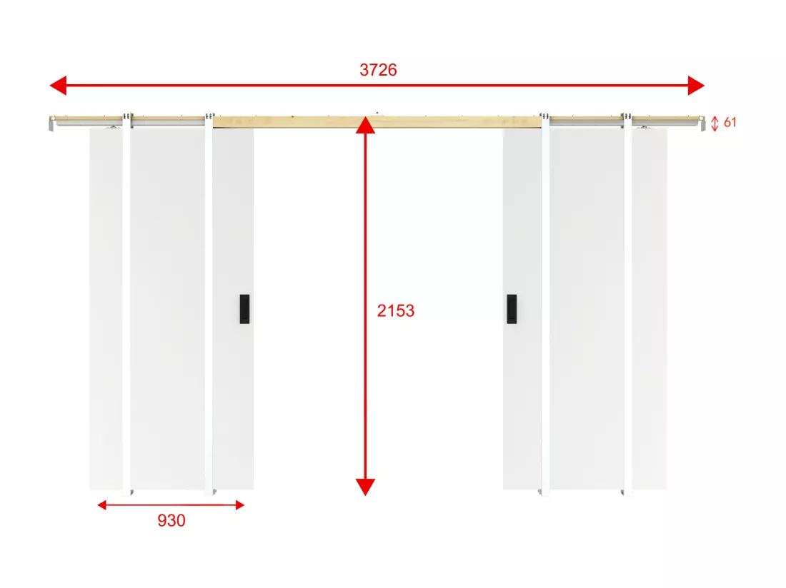 Porte coulissante double avec système à galandage - 2 x H205 x L93 cm - MDF + PVC Blanc - VARIN II