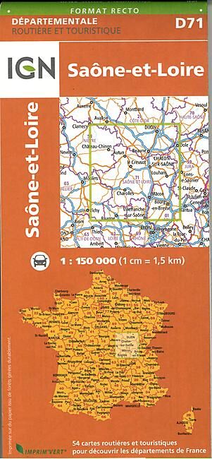 IGN - D71 SAONE ET LOIRE ECHELLE 1 150 000