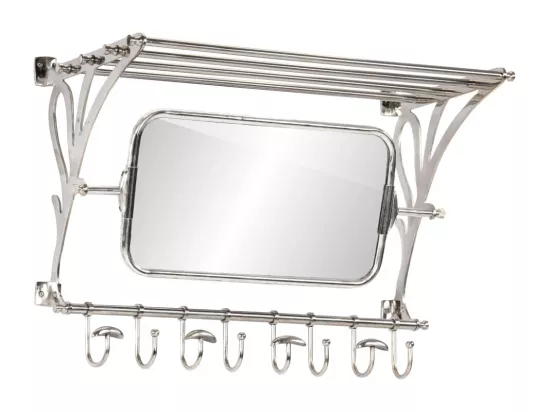 Porte-bagages avec cintres et miroir mural aluminium
